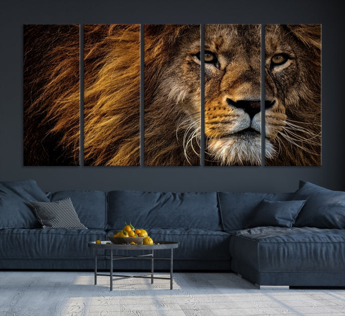 Large Mighty Lion Wall Art Animal Canvas Print