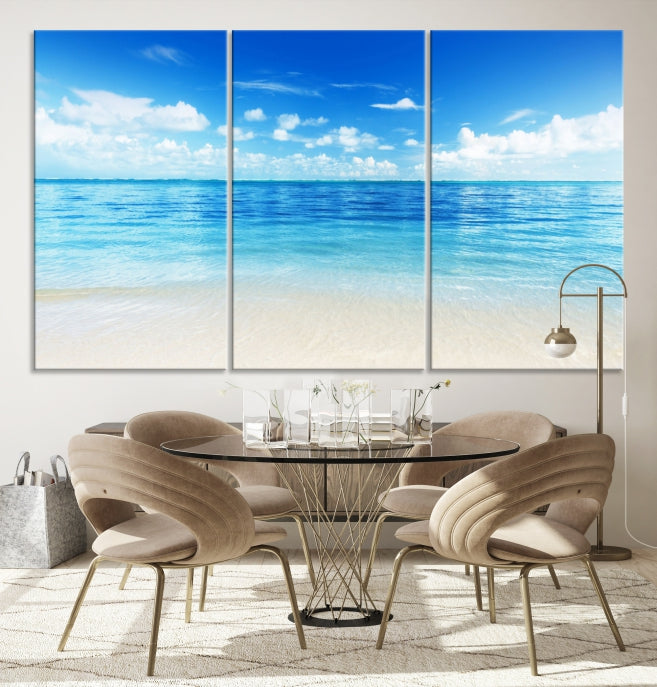 Large Ocean and Beach Large Artwork Canvas Print for Dining Room Wall Art Decor