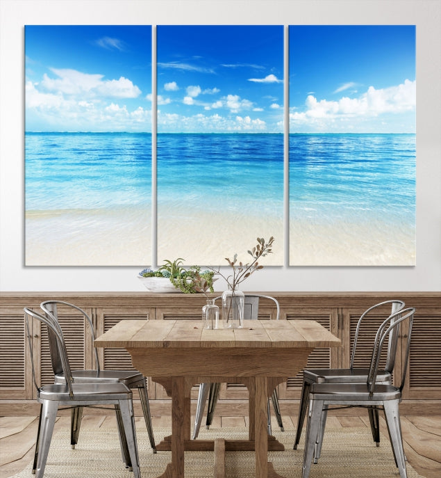 Large Ocean and Beach Large Artwork Canvas Print for Dining Room Wall Art Decor