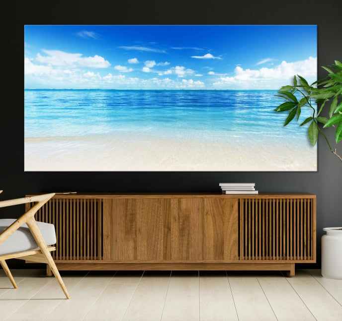 Large Ocean and Beach Large Artwork Canvas Print for Dining Room Wall Art Decor