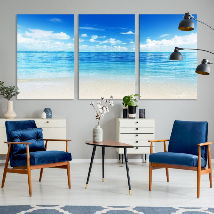 Large Ocean and Beach Large Artwork Canvas Print for Dining Room Wall Art Decor