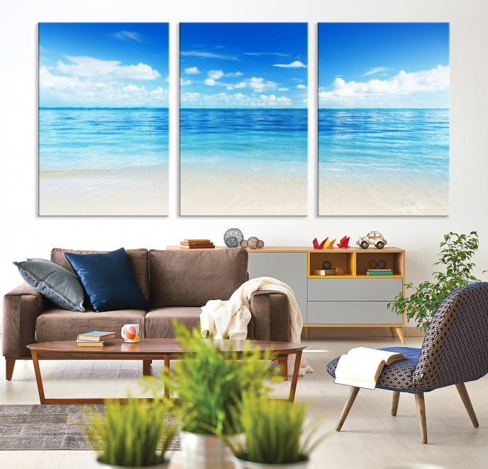 Large Ocean and Beach Large Artwork Canvas Print for Dining Room Wall Art Decor