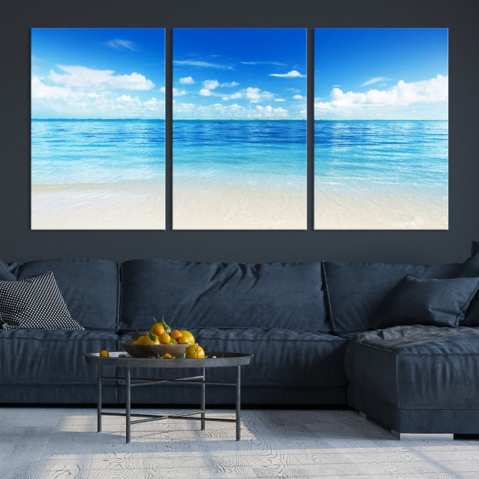 Large Ocean and Beach Large Artwork Canvas Print for Dining Room Wall Art Decor