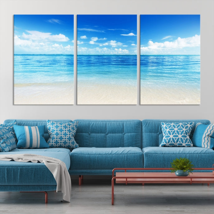 Large Ocean and Beach Large Artwork Canvas Print for Dining Room Wall Art Decor