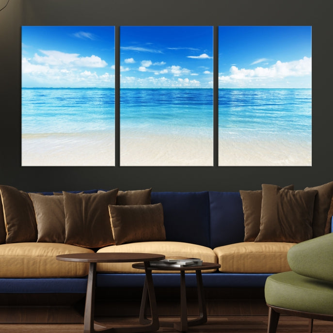 Large Ocean and Beach Large Artwork Canvas Print for Dining Room Wall Art Decor