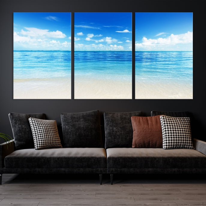 Large Ocean and Beach Large Artwork Canvas Print for Dining Room Wall Art Decor