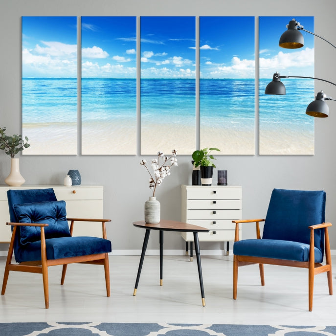 Large Ocean and Beach Large Artwork Canvas Print for Dining Room Wall Art Decor