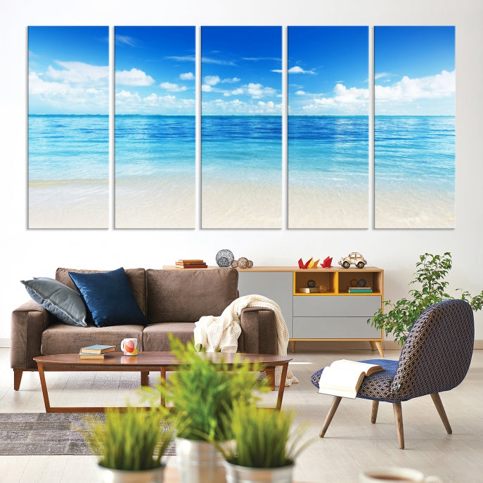 Large Ocean and Beach Large Artwork Canvas Print for Dining Room Wall Art Decor