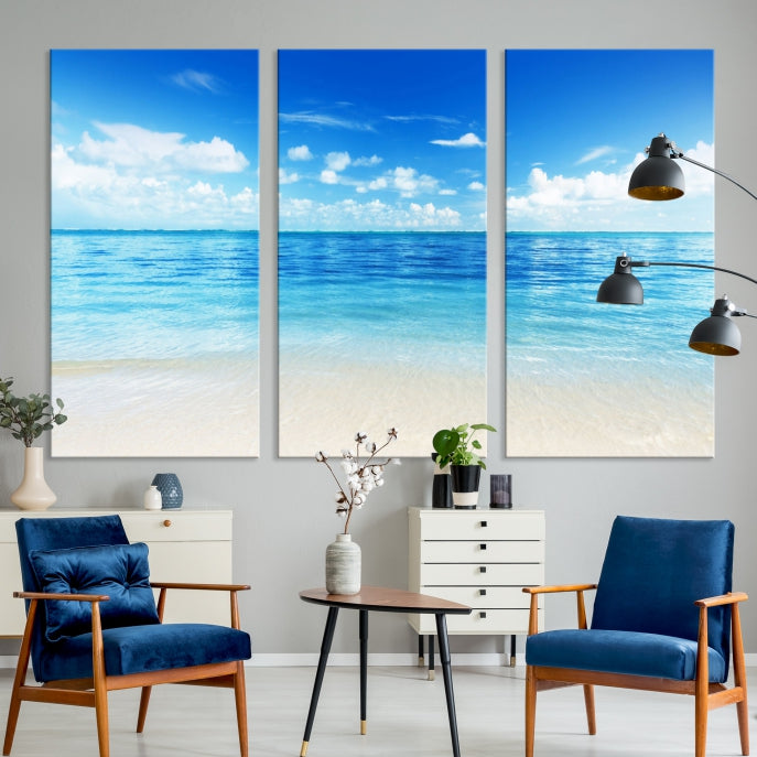 Large Ocean and Beach Large Artwork Canvas Print for Dining Room Wall Art Decor