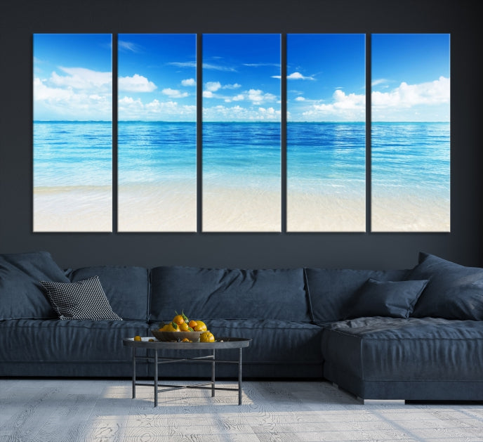 Large Ocean and Beach Large Artwork Canvas Print for Dining Room Wall Art Decor