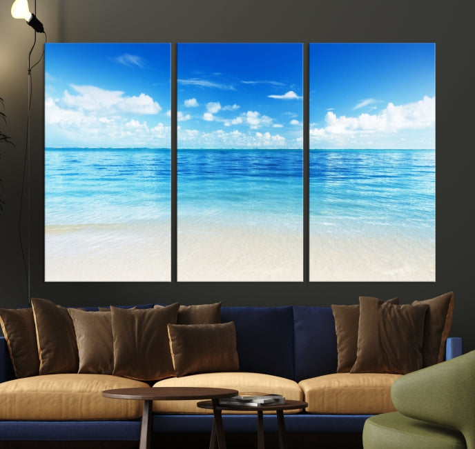 Large Ocean and Beach Large Artwork Canvas Print for Dining Room Wall Art Decor