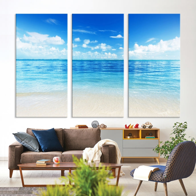 Large Ocean and Beach Large Artwork Canvas Print for Dining Room Wall Art Decor