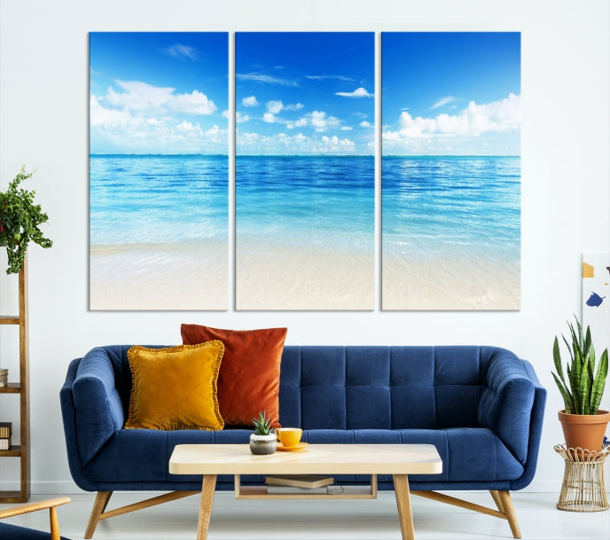 Large Ocean and Beach Large Artwork Canvas Print for Dining Room Wall Art Decor