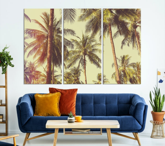 Large Palm Trees in Summer Wall Art Tropical Coast Canvas Print