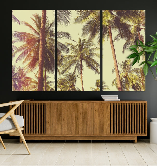 Large Palm Trees in Summer Wall Art Tropical Coast Canvas Print