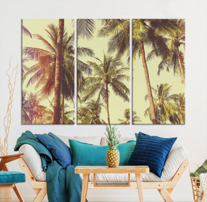 Large Palm Trees in Summer Wall Art Tropical Coast Canvas Print