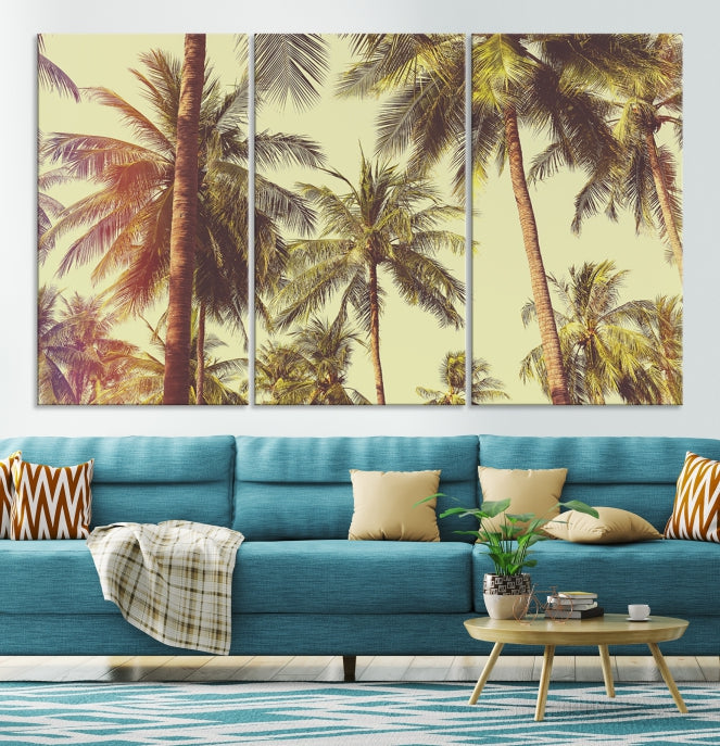 Large Palm Trees in Summer Wall Art Tropical Coast Canvas Print