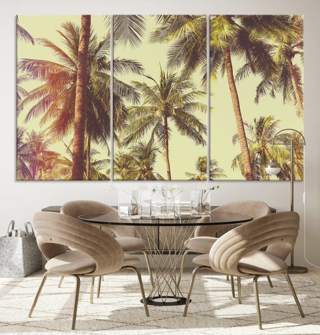 Large Palm Trees in Summer Wall Art Tropical Coast Canvas Print