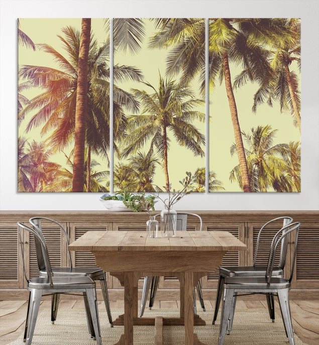 Large Palm Trees in Summer Wall Art Tropical Coast Canvas Print