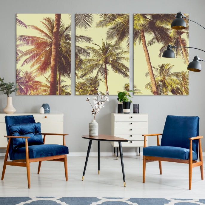 Large Palm Trees in Summer Wall Art Tropical Coast Canvas Print