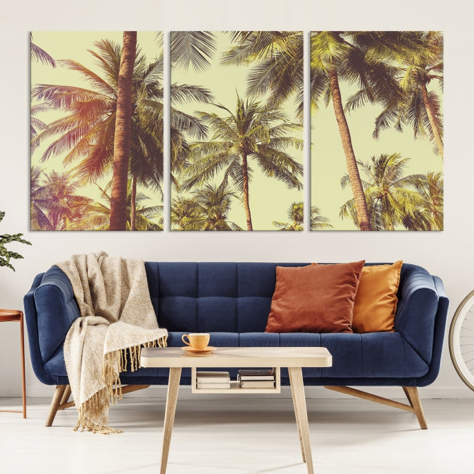 Large Palm Trees in Summer Wall Art Tropical Coast Canvas Print