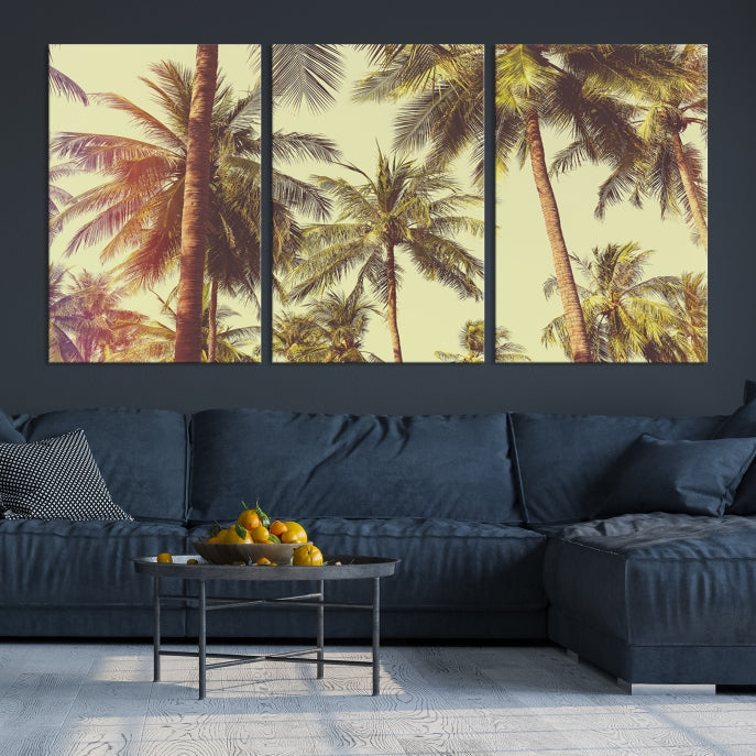 Large Palm Trees in Summer Wall Art Tropical Coast Canvas Print