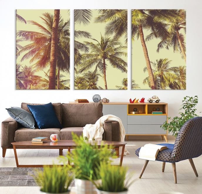 Large Palm Trees in Summer Wall Art Tropical Coast Canvas Print