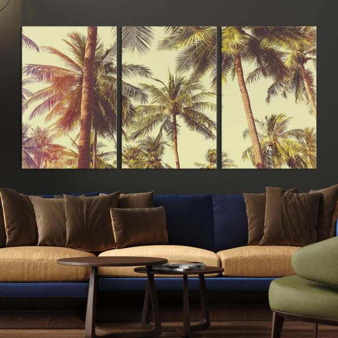 Large Palm Trees in Summer Wall Art Tropical Coast Canvas Print