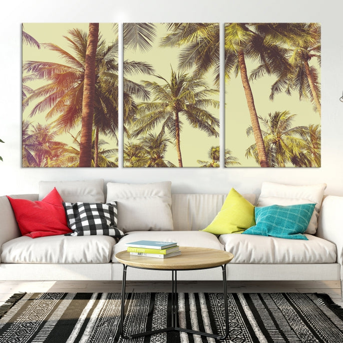 Large Palm Trees in Summer Wall Art Tropical Coast Canvas Print