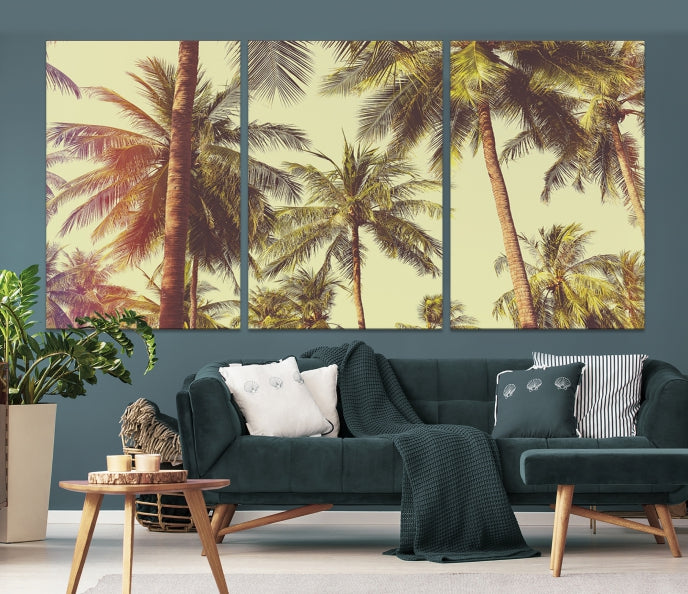 Large Palm Trees in Summer Wall Art Tropical Coast Canvas Print