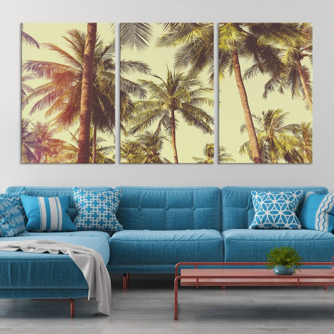 Large Palm Trees in Summer Wall Art Tropical Coast Canvas Print