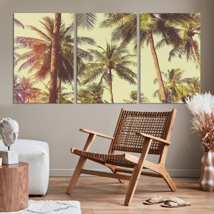 Large Palm Trees in Summer Wall Art Tropical Coast Canvas Print