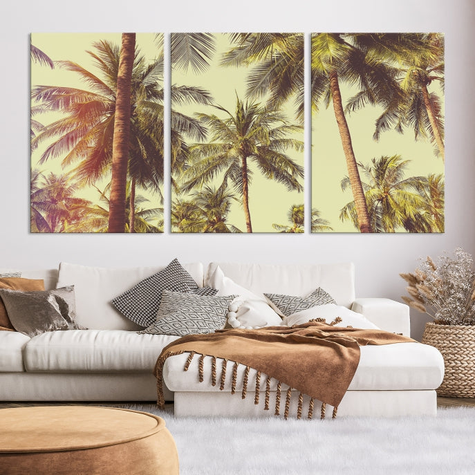 Large Palm Trees in Summer Wall Art Tropical Coast Canvas Print