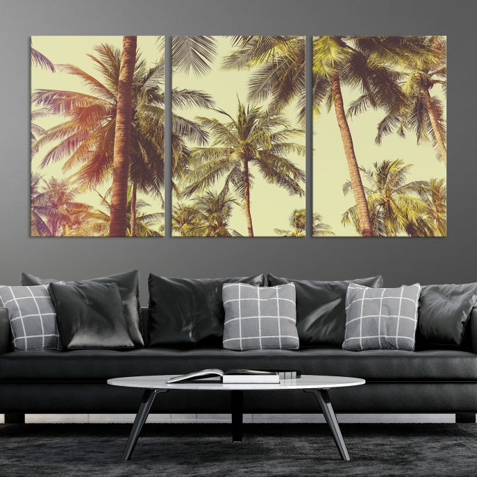 Large Palm Trees in Summer Wall Art Tropical Coast Canvas Print