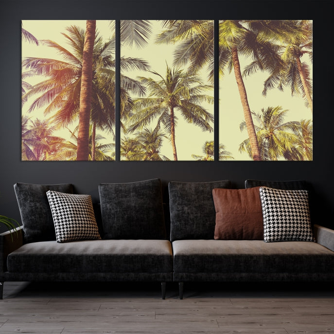 Large Palm Trees in Summer Wall Art Tropical Coast Canvas Print