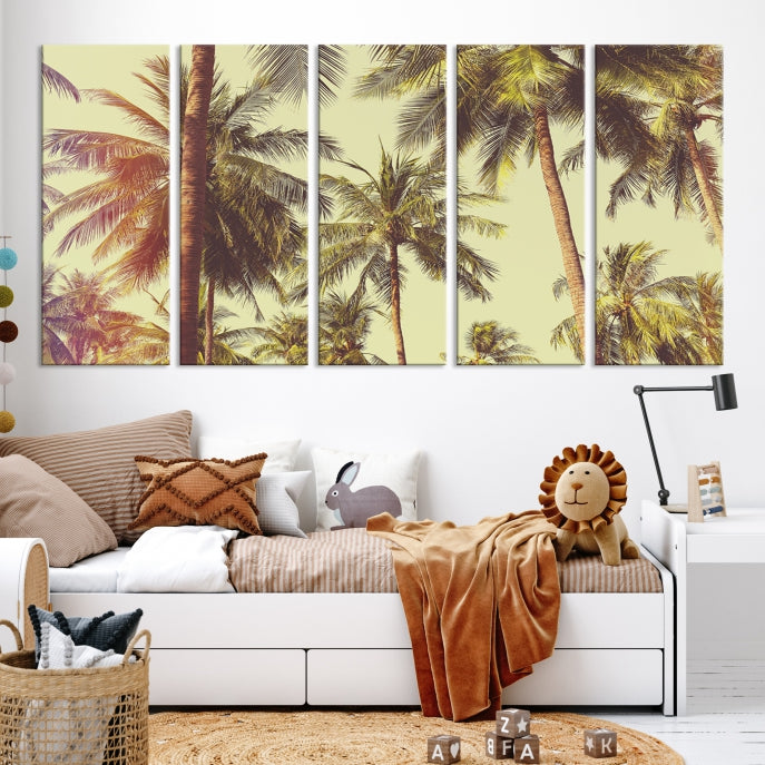 Large Palm Trees in Summer Wall Art Tropical Coast Canvas Print