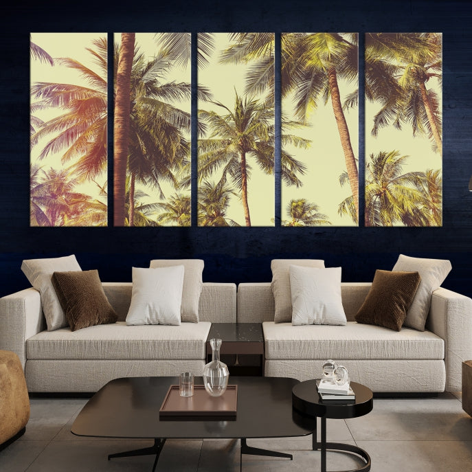 Large Palm Trees in Summer Wall Art Tropical Coast Canvas Print