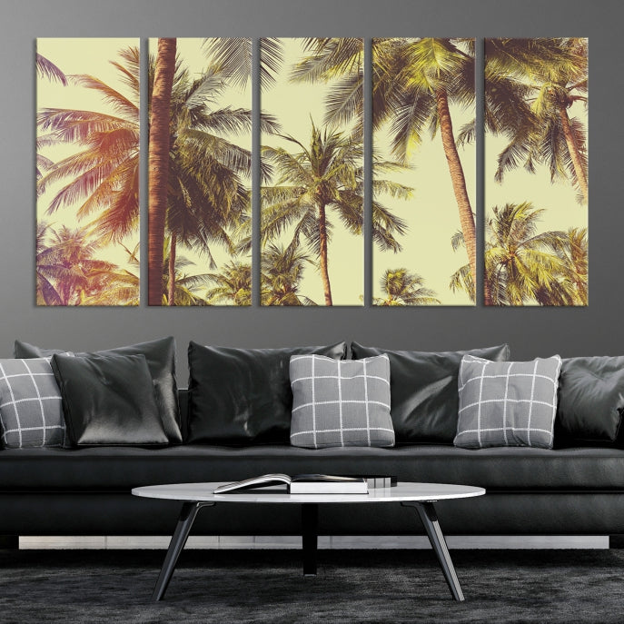 Large Palm Trees in Summer Wall Art Tropical Coast Canvas Print