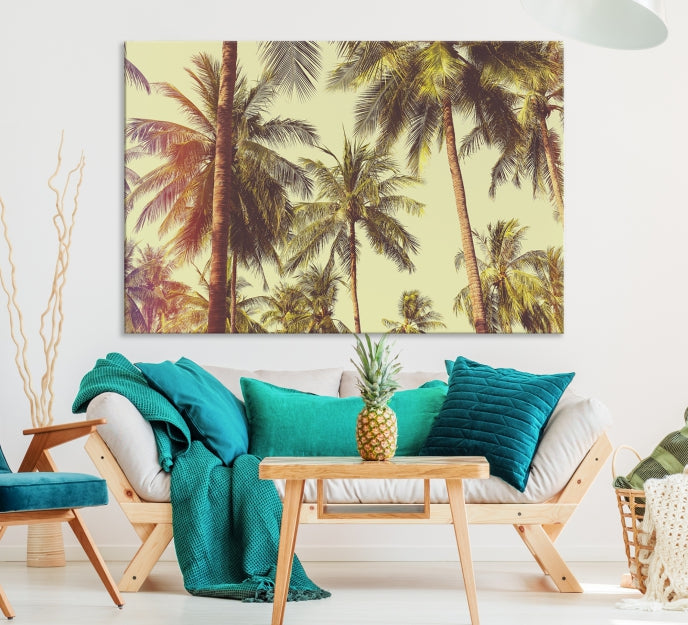 Large Palm Trees in Summer Wall Art Tropical Coast Canvas Print