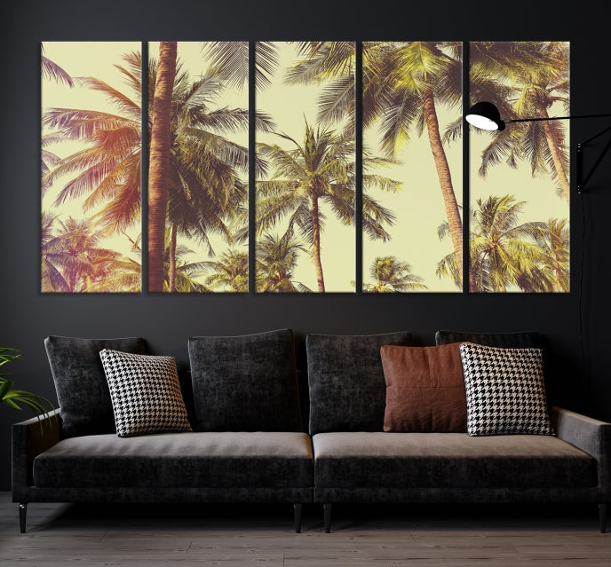 Large Palm Trees in Summer Wall Art Tropical Coast Canvas Print