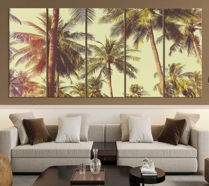 Large Palm Trees in Summer Wall Art Tropical Coast Canvas Print