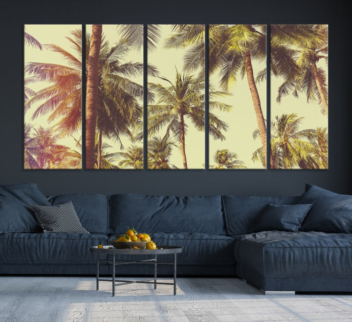 Large Palm Trees in Summer Wall Art Tropical Coast Canvas Print