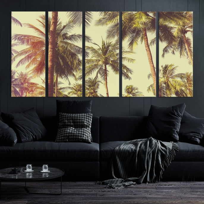 Large Palm Trees in Summer Wall Art Tropical Coast Canvas Print