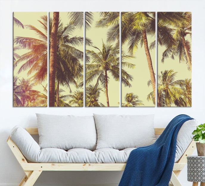 Large Palm Trees in Summer Wall Art Tropical Coast Canvas Print