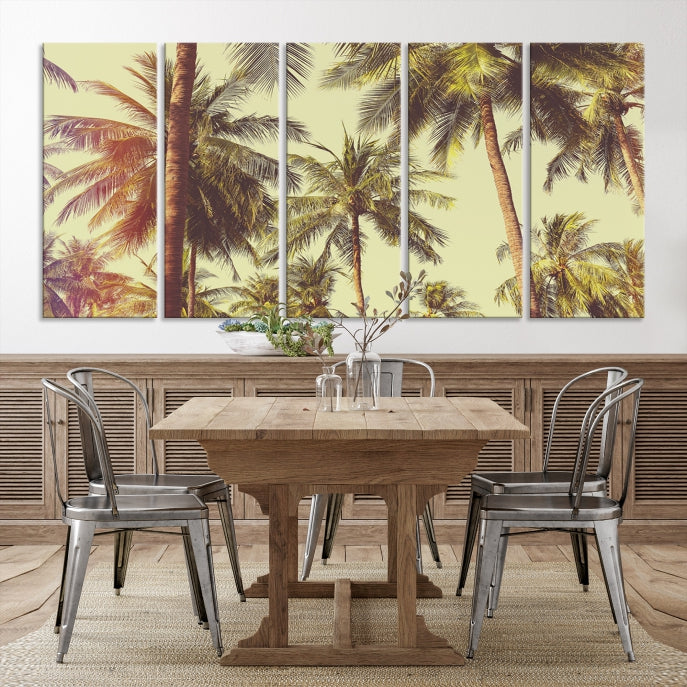 Large Palm Trees in Summer Wall Art Tropical Coast Canvas Print