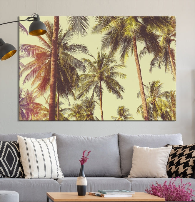 Large Palm Trees in Summer Wall Art Tropical Coast Canvas Print