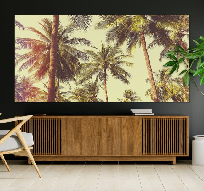 Large Palm Trees in Summer Wall Art Tropical Coast Canvas Print