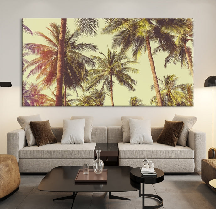 Large Palm Trees in Summer Wall Art Tropical Coast Canvas Print