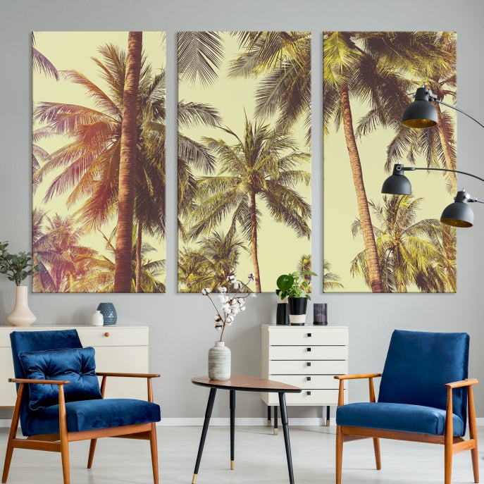 Large Palm Trees in Summer Wall Art Tropical Coast Canvas Print