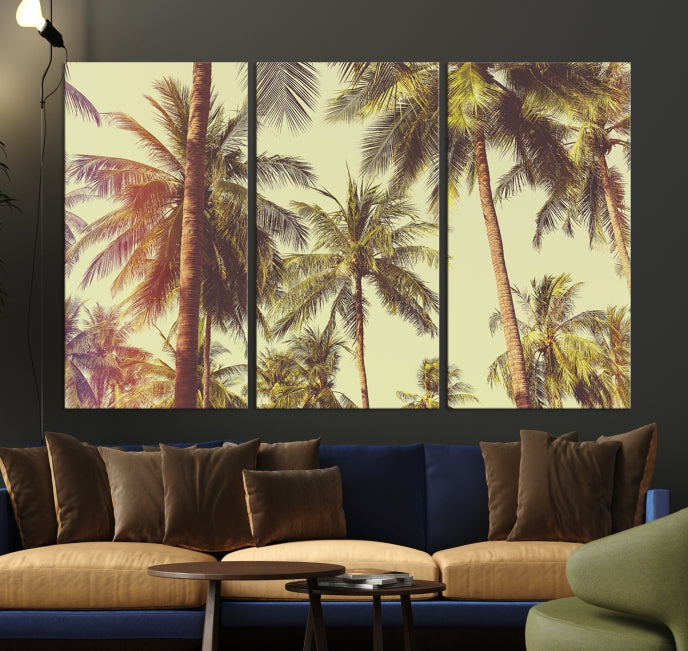 Large Palm Trees in Summer Wall Art Tropical Coast Canvas Print